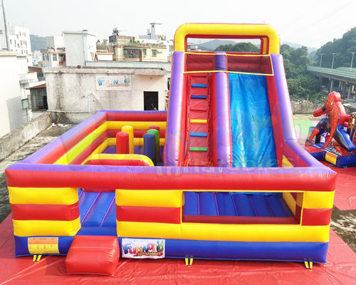 0.55 মিমি পিভিসি Inflatable বিনোদন পার্ক প্রাপ্তবয়স্ক বাউন্সি ক্যাসল স্লাইড